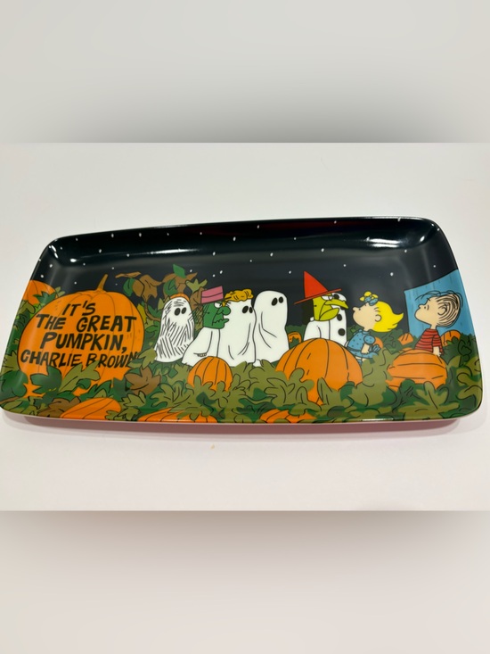 Peanuts Other - Peanuts Halloween Pumpkin Pet Feeding Tray - Black & Orange
